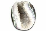 Realistic Polished Banded Agate Skull with Quartz Crystal Pocket #378649-5